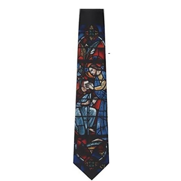 Jacob Alexander Men's Zipper Neck Tie -  Stained Glass Jesus Healing a Blind Man - Picture 1 of 3